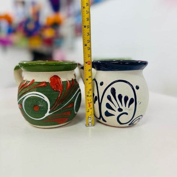 Mexican caffe mugs Mexican Hand-Painted Clay Pottery Mug set of 4 - Picture 5 of 7
